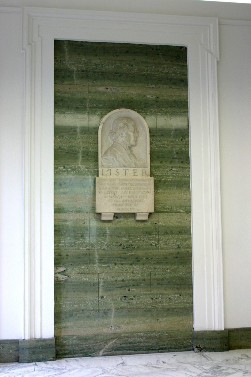 Joseph Lister's memorial tablet, Royal College of Surgeons, London - 01.JPG